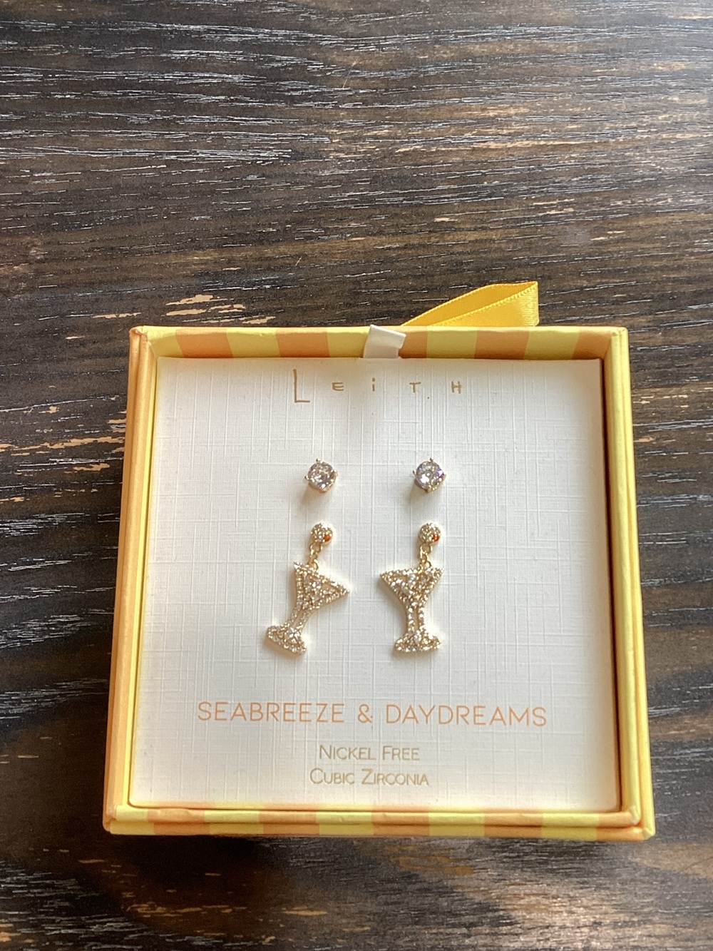 Leith Cubic Zirconia Martini Dangle and Stud Earring Set